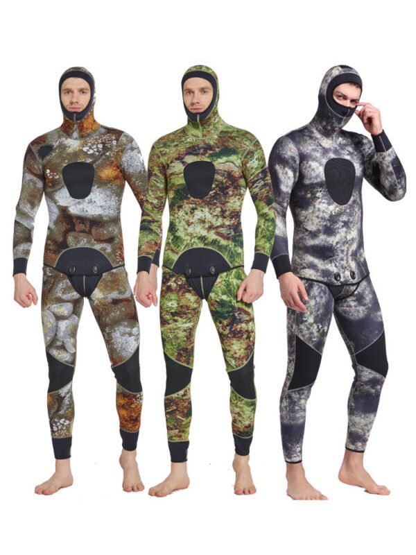 Customizable logo cold-proof wetsuit, warm winter swimming long-sleeved one-piece swimsuit, fishing suit, split hooded surf suit - Image 10