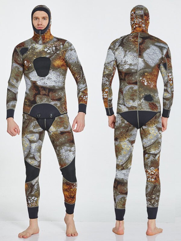 Customizable logo cold-proof wetsuit, warm winter swimming long-sleeved one-piece swimsuit, fishing suit, split hooded surf suit - Image 5