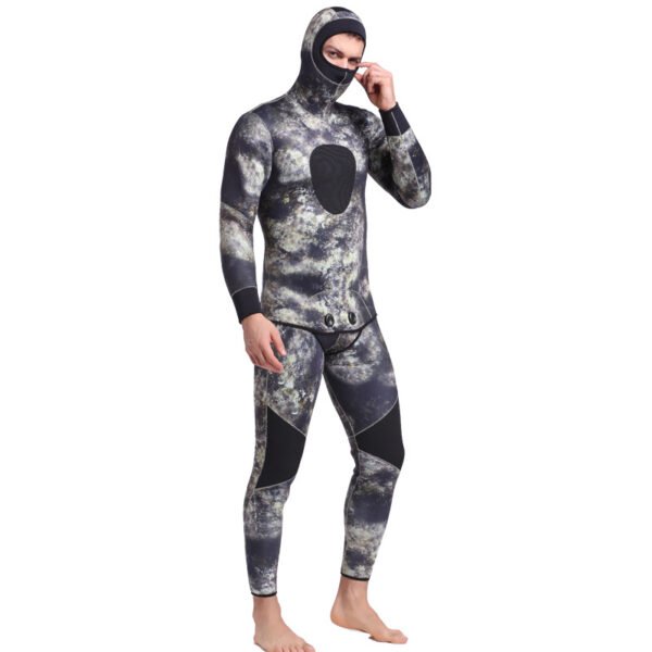 Customizable logo cold-proof wetsuit, warm winter swimming long-sleeved one-piece swimsuit, fishing suit, split hooded surf suit